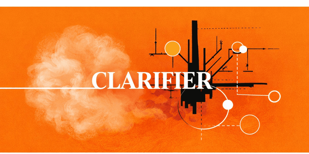 Illustration abstraite orange et noire associée à l'idée de clarifier.