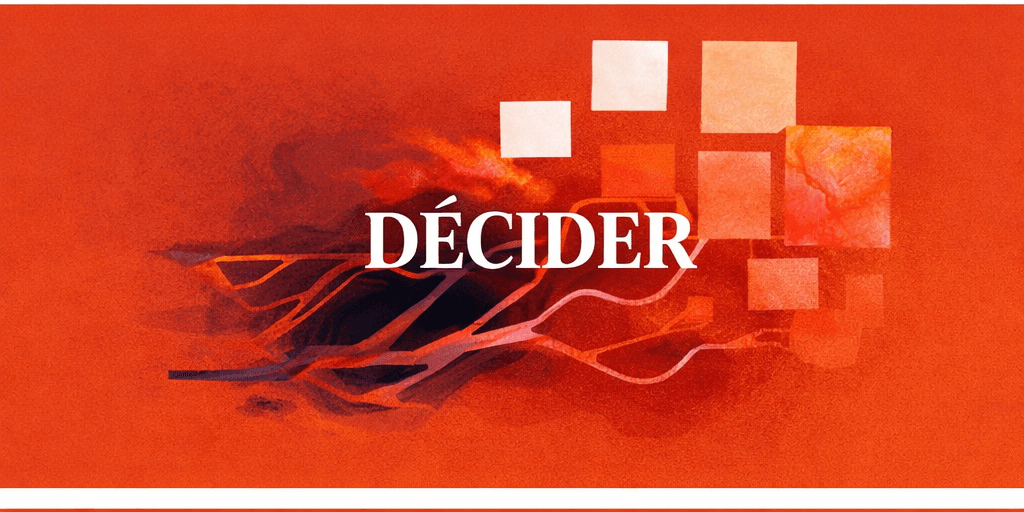 Illustration abstraite orange et noire associée à l'idée de décider.